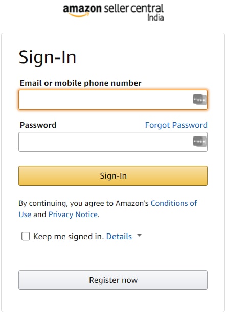 Login with Seller Central